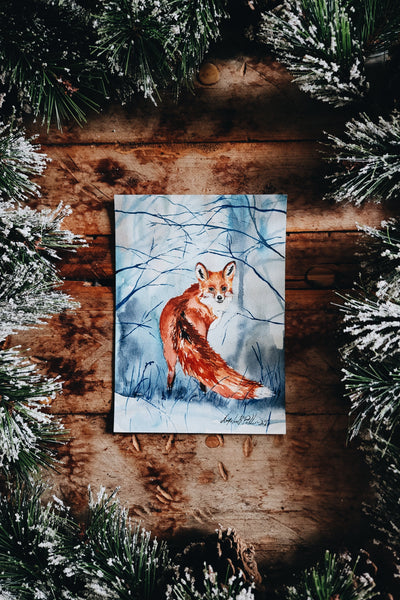 READY TO SHIP AUCTION | Original 5" x 7" Watercolor Painting {Winter Fox}