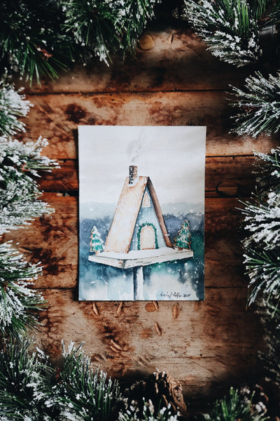 READY TO SHIP AUCTION | Original 5" x 7" Watercolor Painting {Gingerbread House}