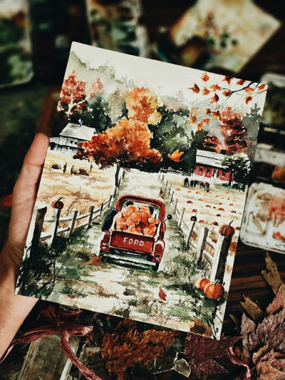 READY TO SHIP AUCTION | Autumn On The Farm Original Watercolor {8" x 10"}