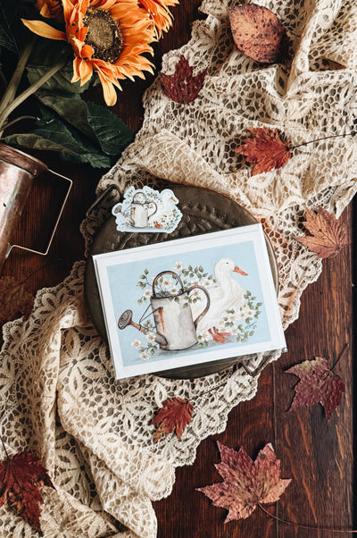READY TO SHIP AUCTION | Luxe Card & Sticker Set {Duck & Watering Can}