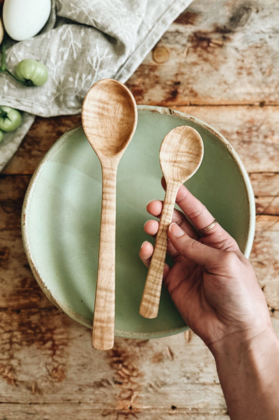READY TO SHIP AUCTION | Set of 2 Serving Spoons, Fancy Maple