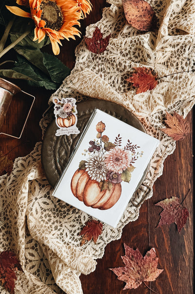 READY TO SHIP AUCTION | Luxe Card & Sticker Set {Floral Pumpkin}