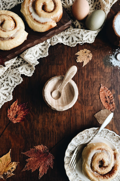 READY TO SHIP AUCTION | Salt Bowl & Spoon Set, Fancy Maple