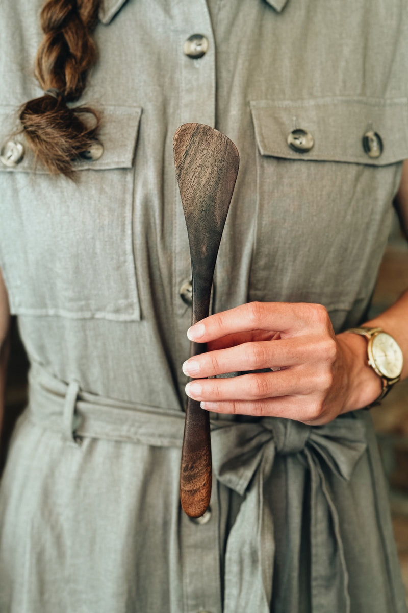 RTS Petite Paddle Spurtle, LEFT HANDED, Fancy Walnut – Old World Kitchen
